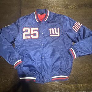 Vintage 90's Giants NFL New York Bomber Logo Blue Jacket Sz S - Good Condition